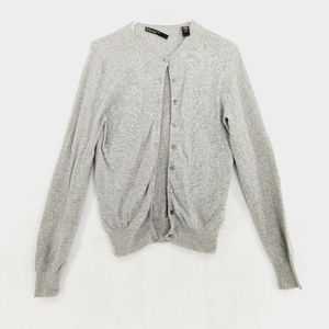 Lord & Taylor Two by Cashmere Gray Soft Knit Button Up Cardigan P4144
